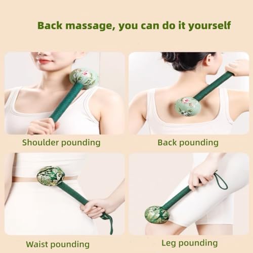 2PCS Long Size Lymphatic Drainage Hammer,Wormwood Herbal Massage Hammer,Manual Body Massage Hammer, Back Knock Long Handheld Massage Hammer for Back Pain Relief Green 12.5IN - Image 4