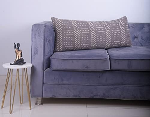 Trade Star 14 x 36 Lumbar 100% Cotton Pillow Cover Modern Pillow Case Rustic Back Rest Support Cushion Case Mudcloth Accent Farmhouse Fall Decor Cushion Cover (Grey (Snow) - Image 2
