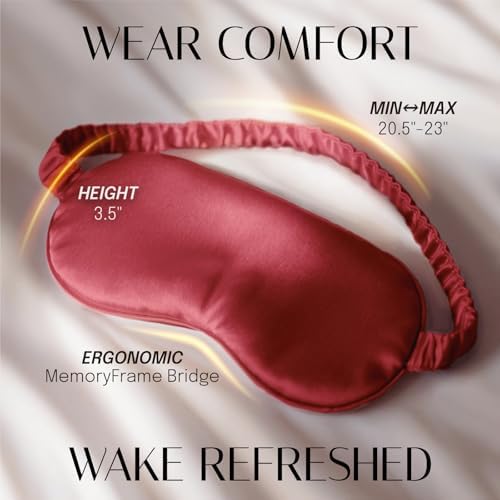 OLESILK Silk Sleep Mask Eye Mask Blindfold with Double Layer Silk Filling and Elastic Strap for Full Night's Sleep, Travel and Nap, Soft Eye Cover Eyeshade with Luxury Bag and Ear Plugs, Red - Image 4