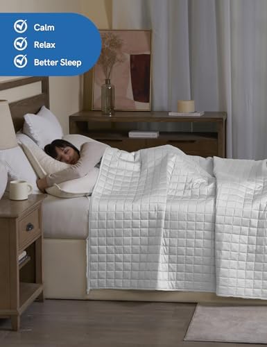 YnM Cooling Weighted Blanket for Adults, 15lbs Heavy Bed Throw for One Person of 140lbs, Perfect for Hot Sleepers or Warm Climates with Rayon/Glass Beads(60x80 Inches, Queen Bed, Light Grey) - Image 3