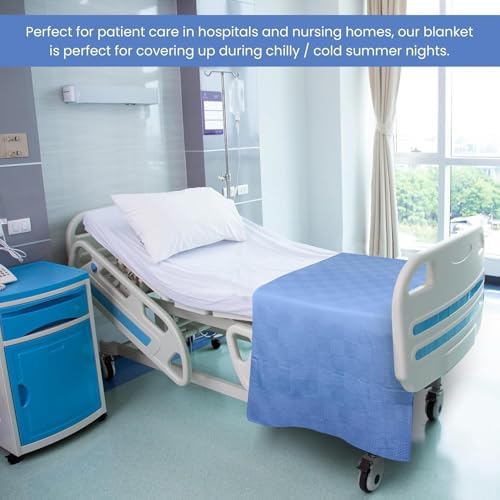 Linteum Textile Supply Blue - Snag Free Hospital Thermal Blanket 66x90 Inch 100% Cotton, Soft and Cozy, Breathable, All Season Twin Hospital Blanket (4-Pack) - Image 5