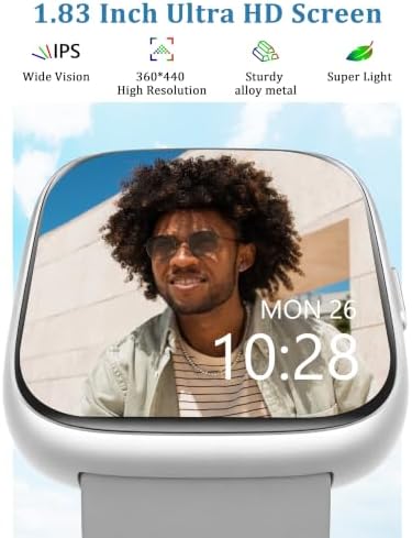 LODIMEKE Smart Watch, Alexa Built-in, Answer/Make Calls 44mm Smartwatch Women Men, 1.83" Sports Watch IP68 Waterproof, Heart Rate Sleep Stress Monitor, Step Counter Watch for Android & iOS Phone - Image 3