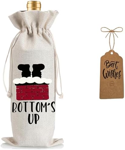 1Pcs Christmas Chimney Wine Bags Christmas Gift Bag, Wine Bottle Bags Merry Xmas Bottle Covers for Merry Christmas,Holiday Party,Storage with 1Pcs Kraft Blessing Cards and natural jute rope - Image 7