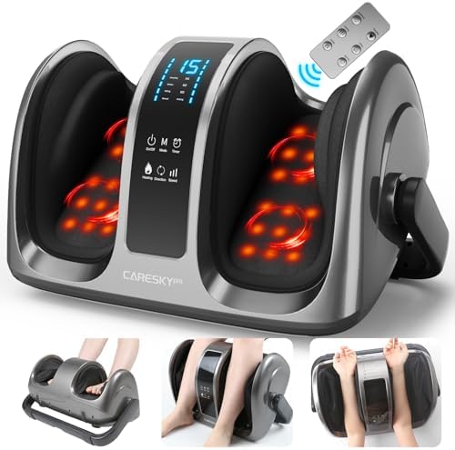 CARESKY® Shiatsu Foot Massager with Heat and Remote-FSA Eligible HSA Electric Deep Kneading Foot Massager for Neuropathy, Plantar Fasciitis, Massage Feet/Leg/Calf/Ankle, Gifts for Women and Men by CARESKY