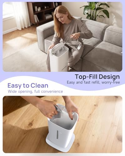 Humidifier Large Room, 2.1Gal/8L Cool Mist Humidifiers for Bedroom 500 sq ft, Humidifiers for Home with Essential Oil Diffuser, Top Fill Quiet Humidifier for Baby Nursery Office Plants, White - Image 6