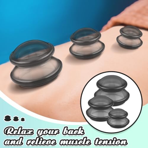 TrelaCo 6 Pcs Silicone Cupping Kit for Massage Therapy,Clear Black - Image 4