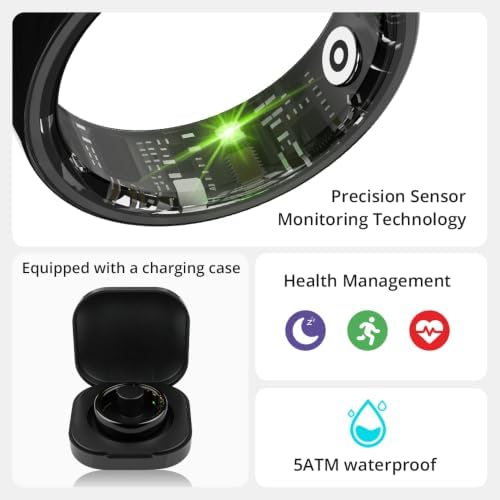 Smart Ring for Women, Health Tracker & 5ATM, COLMI R02. (Black Ceramic, 9#) - Image 4