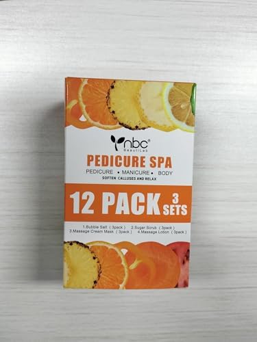 Pedicure Kit Foot Soak Set: Bubble Salt, Sugar Scrub, Massage Mask, Massage Lotion in a Box, 4 Step Foot Spa Kit for Dry Feet(3 Set Lemon) - Image 3
