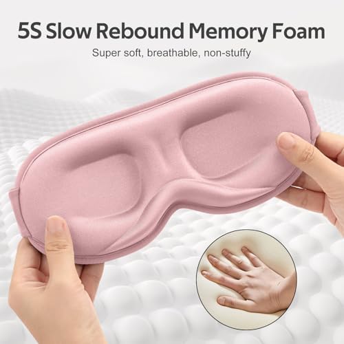 Vynix® Sleep Mask for Women Men - 100% Blackout Eye Masks for Sleep - 3D Soft Sleeping Mask for Side Sleepers - Zero Pressure Lash Extensions Eye Cover Shade for Airplane Travel Essentials, Pink - Image 5
