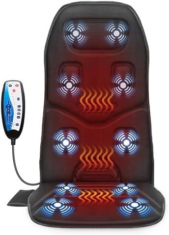 COMFIER Back Massager for Chair – Upgraded Vibration Chair Massager, Deep Tissue Back Massager for Pain Relief, Massage Chair Pad with Graphene Heating,Father Day Gifts by COMFIER