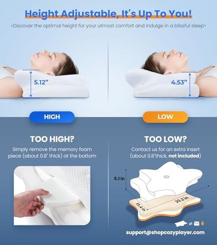 Ultra Pain Relief Cooling Pillow for Neck Support, Adjustable Cervical Pillow Cozy Sleeping, Odorless Ergonomic Contour Memory Foam Pillows, Orthopedic Bed Pillow for Side Back Stomach Sleeper - Image 4