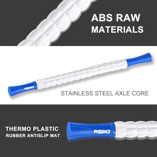 Muscle Roller Massage Roller Stick- Deep Tissue Fascia Blaster for Myofascial Pain Relief, Lymphatic Drainage & Body Sculpting, Handheld Physical Therapy & Recovery Tool (Blue White) - Image 4