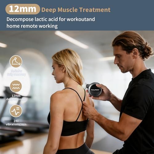 Fancy Home® Mini Massage Gun - Palm Sized Deep Tissue Massager Gun, Unique Small Hand Massager for Circulation, Cordless Powerful 3200 RPM | Ultra Quiet | Travel Friendly （Black Grey） Father's Day - Image 5