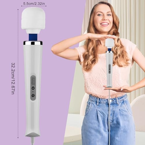 AEVEONE Wired Powerful Handheld Wand Massager, Strong Personal Vibration Massage for Sports Recovery, Back Muscle Aches, Whole Body Pain (White) - Image 2