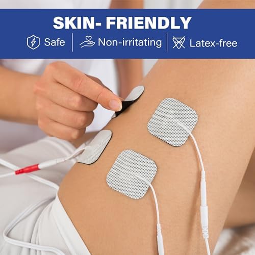 LotFancy TENS Unit Electrode Pads, 80PCS 2"x2" TENS Unit Pads for EMS Muscle Stimulator Electrotherapy, Self-Adhesive TENS Pads Replacement, Reusable and Latex-Free - Image 4