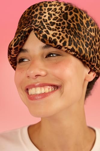 Glow People Silk Sleep Mask – 100% Mulberry Silk Eye Mask for Sleeping, Total Blackout, Cloud-Soft and Adjustable for Beauty Sleep and Travel - Leopard - Image 5