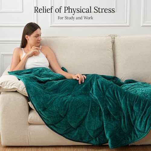 Weighted Blanket for Adults, 10 lbs, 60" x 78" washable Blankets, Green - Image 5