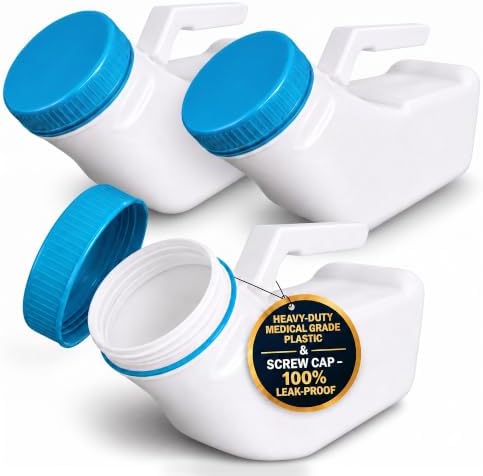 MedVance 1000mL Premium Urinals for Men Spill Proof Glow in Dark Lid 3 Pack by Medvance
