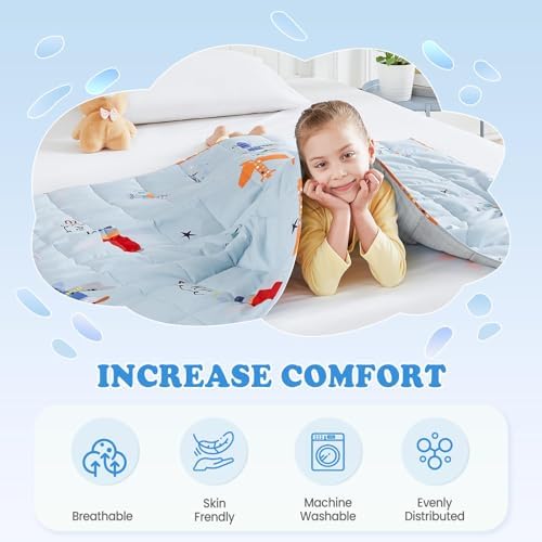 Weighted Blanket - 3 lbs Cooling Blue Airplane Heavy Blanket - Small Size Breathable Lap Blanket for Hot Sleepers(36"x48", 3 lbs) - Image 3