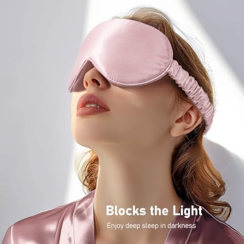 LitBear 100% 22 Momme Mulberry Silk Sleep Mask - 3D Contoured, Light Pink - Image 4