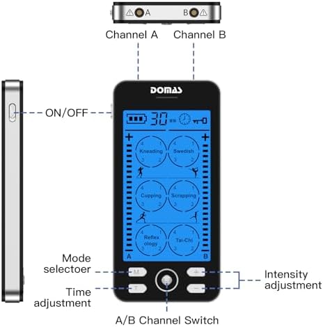 DOMAS TENS Unit Muscle Stimulator - TENS Machine with 24 Modes, Rechargeable Electronic Pulse Massager Stimulation for Shoulder, Neck, Back Pain Relief and Muscle Recovery, 12 Pads - Image 5
