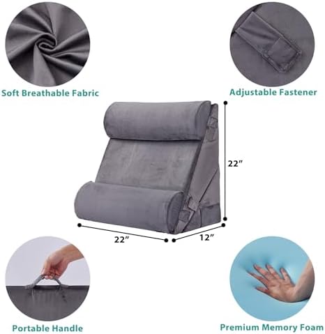 Bedluxe Adjustable 4pcs Bed Wedge Pillow Set, Memory Foam Wedge Pillows Post Surgery for Back, Neck, Leg Pain Relief, Pillow Wedge for Sleeping, Sitting up in Bed, Acid Reflux and GERD, Velvet - Image 6