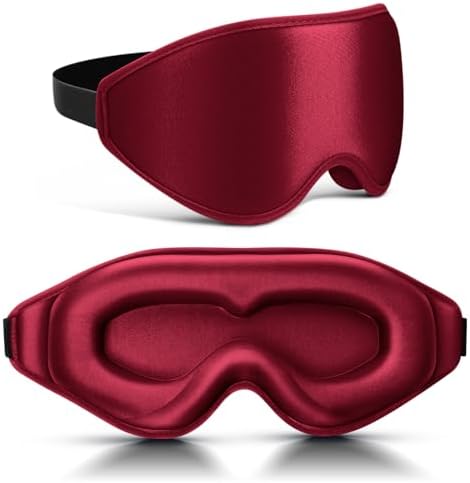 FlyCoco 99% Fully Block Out Light Eye Sleep Mask, 3D Deep Contoured Eyes Cover Zero Pressure, Long Lash Extension Eyes Mask with Adjustable Straps for Sleeping Travel Home Nap Rest Women Men (Red) by Unknown
