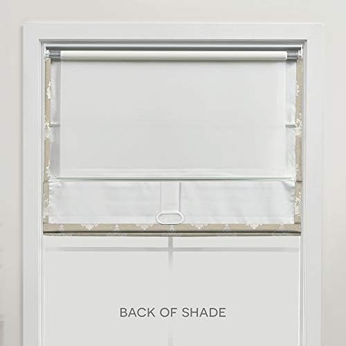 EXCLUSIVE HOME Marseilles Damask 100% Blackout Roman Shade, 23"x64", Natural - Image 6