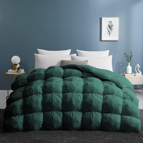 UNIKOME California King Size Goose Feather Down Fiber Comforter, Green by UNIKOME