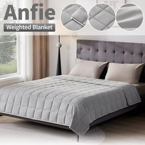 Weighted Blanket Queen Size (60"x80" 15lbs),Ultra Soft and Cozy Cooling Weighted Blanket Queen Size for Adult,Heavy Blanket with Machine Washable Soft Blanket, Stone Grey - Image 4