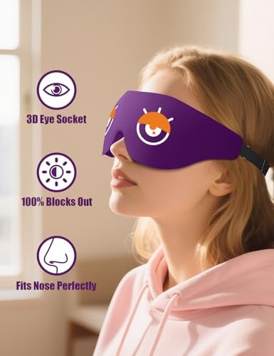EVA BELLE Sleep Mask Women Men, Comfy Blackout Eye Mask for Deep Sleep, 3D Memory Foam Sleeping Mask, Silk Sleep Eye Cover, Cute Funny Eyeshade Covers, Adjustable Elastic Strap & Soft Breathable - Image 3