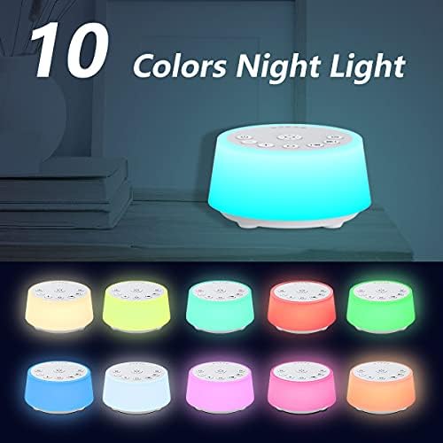 Color Noise Sound Machines with 10 Colors Night Light 25 Soothing Sounds and Sleep White Noise Machine 32 Volume Levels 5 Timers Adjustable Brightness Memory Function for Adults Kids Baby - Image 3