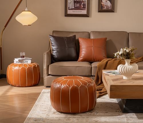 Full Grain Leather Throw Pillow Cover (20" x 20") (Coffee) - Image 6