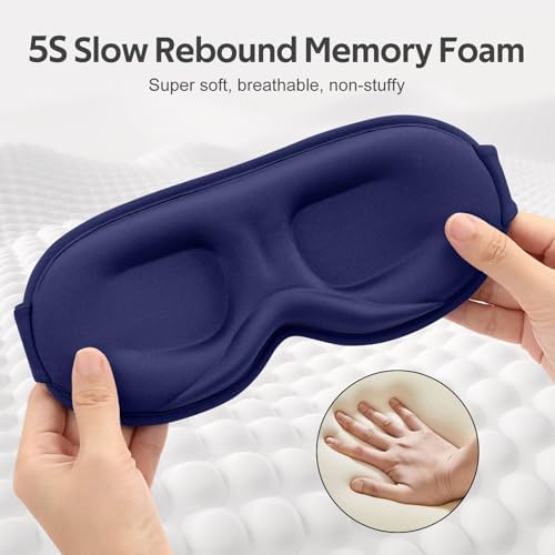 Vynix® Sleep Mask for Men Women - 100% Blackout Eye Masks for Sleep - 3D Soft Sleeping Mask for Side Sleepers - Zero Pressure Lash Extensions Eye Cover Shade for Airplane Travel Essentials, Blue - Image 5