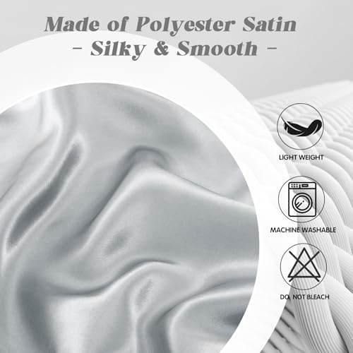 P Pothuiny Light Grey Satin Cervical Pillow Case Cover 2-Pack with Zipper - Image 6