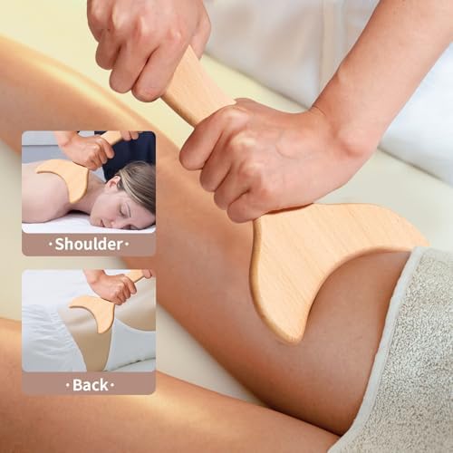 SAMEBUTECO 3 Packs Manual Wooden Fascia Massage Roller, Lymphatic Drainage Massager and Gua Sha Tool Set for Body Release Cellulite Anti Cellulite and Relieve Muscle Fatigue - Image 5