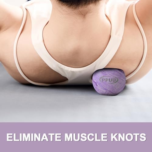 Massage Lacrosse Ball, 2.5 Inch Firm Solid Rubber Deep Tissue Ball for Myofascial Release, Plantar Fasciitis & Muscle Knot Relief, for Foot, Glutes, Shoulder Blades, Calves, 1 Count Purple-02 - Image 4