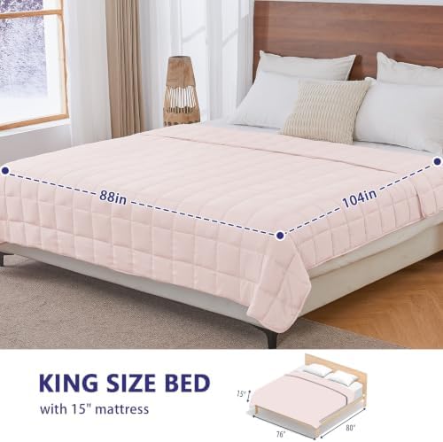 yescool Weighted Blanket for Adults (30 lbs, 88" x 104", Pink) Cooling Heavy Blanket for Sleeping Perfect for 290-310 lbs, King Size Breathable Blanket with Premium Glass Bead, Machine Washable - Image 2