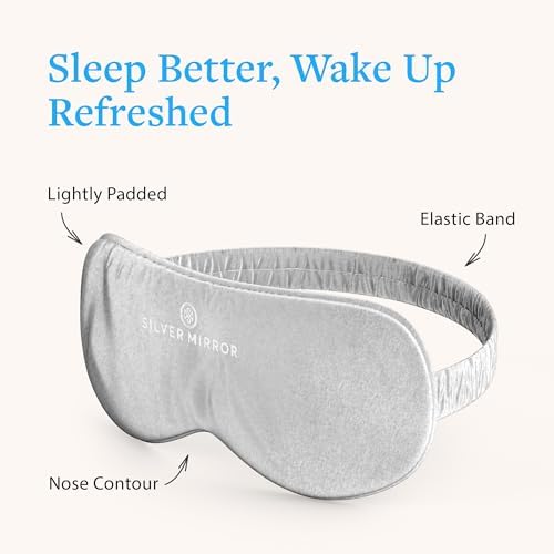 100% Silk Sleep Mask in Silver, Light Blocking Eye Mask with Mulberry Silk - Image 4