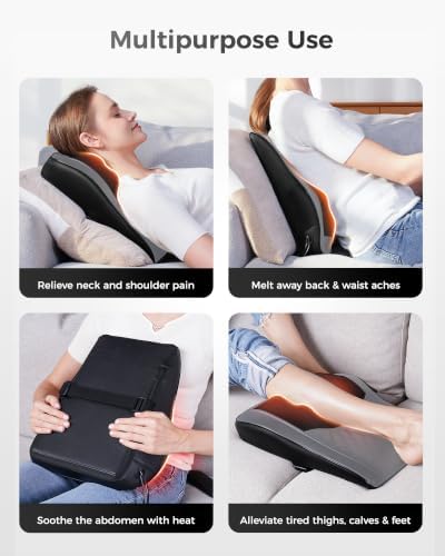 Boriwat Back Massager with Heat, 3D Kneading Massage Pillow for Back, Neck, Shoulder, Leg Pain Relief Deep Tissue, Gifts for Women Men Mom Dad(Dark Gray) - Image 5