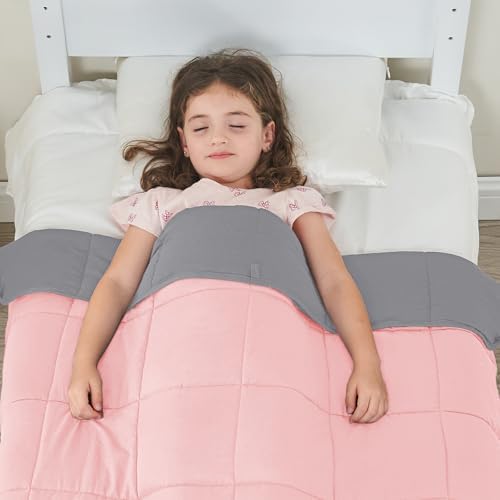 yescool Weighted Throw Blanket 7lbs, 41" x 60", Pink Grey - Image 5