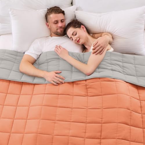 yescool Weighted Blanket for Adults (30 lbs, 88” x 104”, Orange) Cooling Heavy Blanket for Sleeping Perfect for 290-310 lbs, King Size Breathable Blanket with Premium Glass Bead by yescool