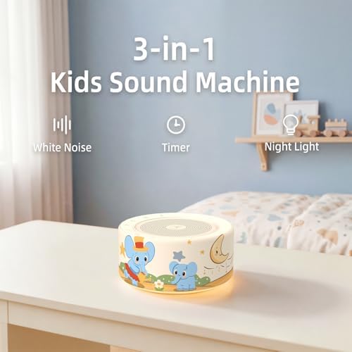 Kipcush White Noise Machine for Baby & Adults, Sleep Sound Machine with 30 Soothing Sounds, 8-Color Night Light, Memory Function, White Noise for Sleeping, Nursery, Office, Travel, Relaxation - Image 2