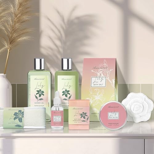 Spa Gift Baskets for Women Bath and Body Gift Set 9pc Lily Home Spa Kit - Image 3