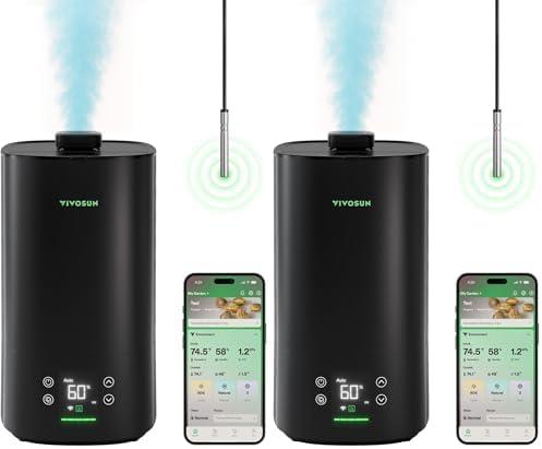 VIVOSUN AeroStream H05 Intelligent Wi-Fi Humidifier, 1.32 Gal / 5 L Humidifier with Temp & Humidity Probe, Smart Remote Control, Designed for Growers (Pack of 2) by Unknown