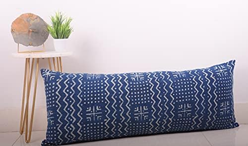 Trade Star Blue Indigo Mudcloth Pillow Cover Handwoven 100% Cotton Throw Body Pillow Case Long Pillow Cover for Farmhouse Spring Pillow Cover Modern Luxurious Beautiful (Indigo ALMA 14X36 INCHES) - Image 4