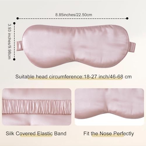 ZIMASILK 100% 22 Momme Pure Mulberry Silk Sleep Mask,Filled with 100% Mulberry Silk,Silk Wrapping Strap- Super Soft & Comfortable Sleep Eye Mask for Sleeping (Light Plum) - Image 4