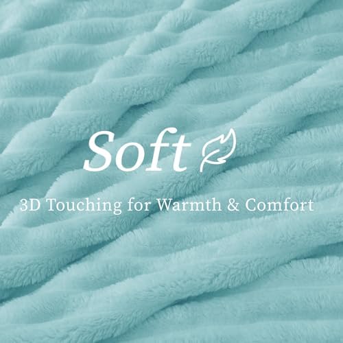 BEDELITE Ribbed Twin Blanket for Couch & Bed, Cloud Blue, 60"x80" - Image 4