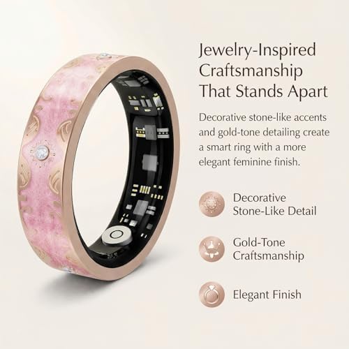 Smart Ring for Women, Sleep Tracker and Health Ring with Heart Rate, SpO2, HRV, Multi-Sport Tracking, IP68 Waterproof, Jewelry-Inspired Design, No Subscription, for iOS and Android (White, 7#) - Image 3