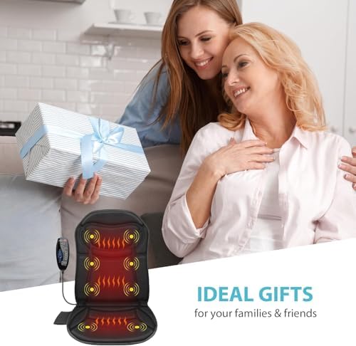 Back Massager Chair Pad, Back Massager with Heat, 5 Vibration Modes & 2 Heat Levels Massage Seat Cushion, Electric Massage Pad for Back Pain Relief, Birthday Gifts for Men Husband Dad Mom Women - Image 7